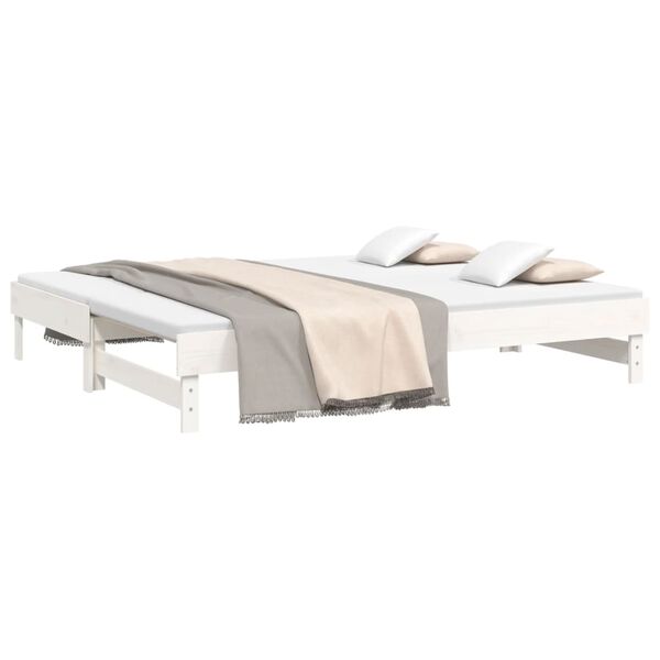 vidaXL Sofá-cama de puxar 2x(90x200) cm pinho maciço branco