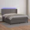 vidaXL Cama box spring c/ colch&atilde;o/LED 160x200cm couro artificial cinza