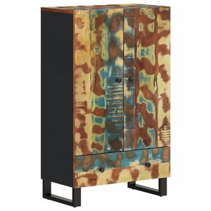 vidaXL Aparador alto c/ gaveta 60x33x100 cm madeira recuperada/ferro