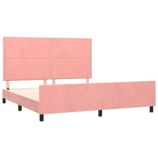 vidaXL Estrutura de cama c/ cabeceira 160x200 cm veludo rosa