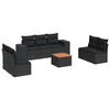 vidaXL 8 pcs conjunto sof&aacute;s de jardim com almofad&otilde;es vime PE preto