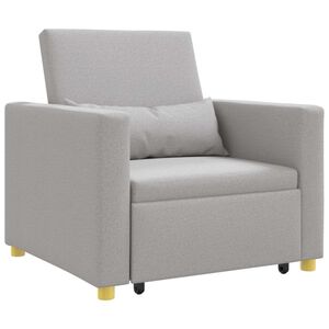 vidaXL Sof&aacute;-camas retr&aacute;til individual com rodas Cinza Nuvem tecido