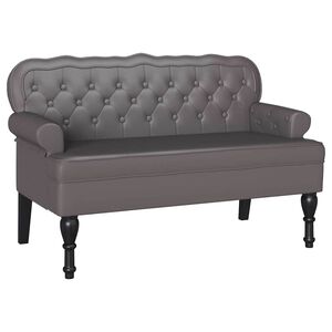 vidaXL Banco Chesterfield Cinzeto 119,5 x 64,5 x 75 cm Couro Sint&eacute;tico