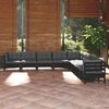 vidaXL 9 pcs conjunto lounge jardim c/ almofad&otilde;es pinho maci&ccedil;o preto