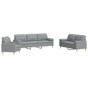 vidaXL 3 pcs conjunto de sof&aacute;s com almofadas tecido cinzento-escuro