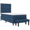 vidaXL Cama Box com colch&atilde;o com cabeceira Azul 90 x 190 cm tecido