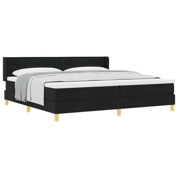 vidaXL Cama Box com colch&atilde;o com cabeceira Preto 200 x 200 cm Poli&eacute;ster