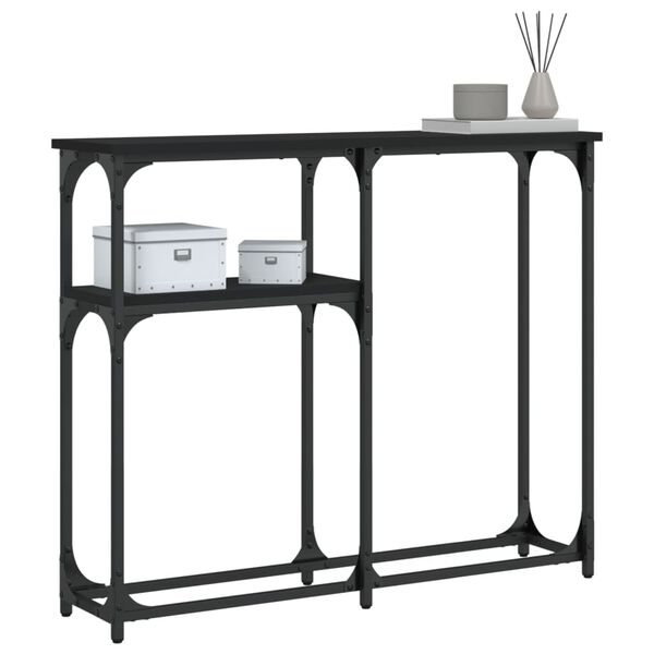 vidaXL Mesa consola 90x22,5x75 cm derivados de madeira preto