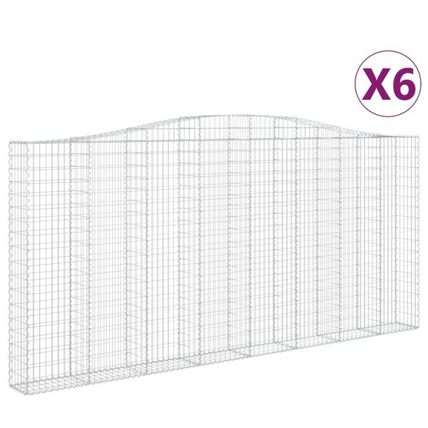 vidaXL Cestos gabi&atilde;o arqueados 6pcs 400x30x180/200cm ferro galvanizado