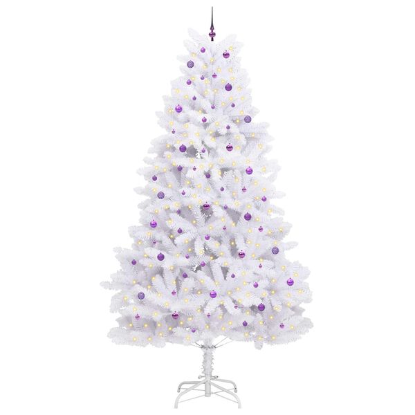 vidaXL &Aacute;rvore de Natal Articulada Artificial Branco 300 cm PVC e A&ccedil;o