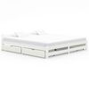 vidaXL Estrutura de cama com 4 gavetas 200x200 cm pinho maci&ccedil;o branco