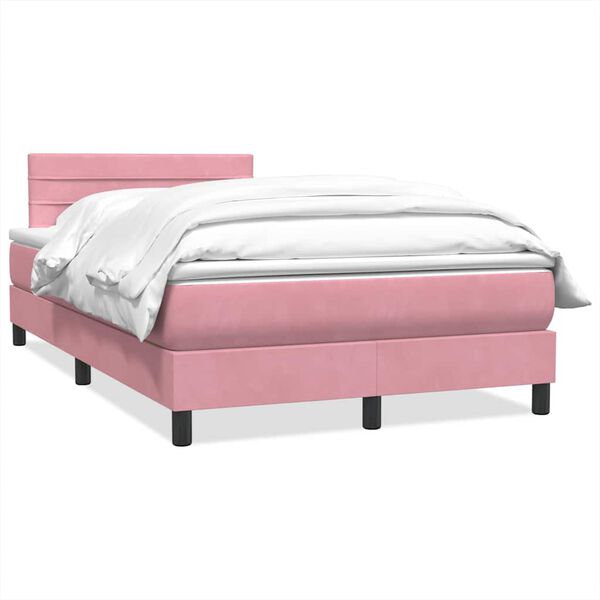 vidaXL Cama com molas/colch&atilde;o 120x210 cm veludo Rosa