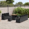 vidaXL Conjunto de Sof&aacute; de Jardim com almofada 10 pcs Preto vime PE