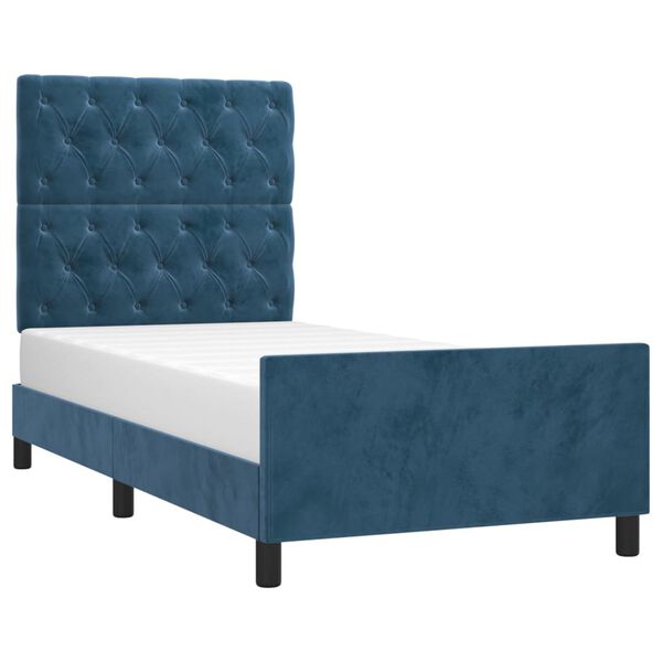vidaXL Estrutura de cama sem colch&atilde;o 80x200 cm veludo azul-escuro