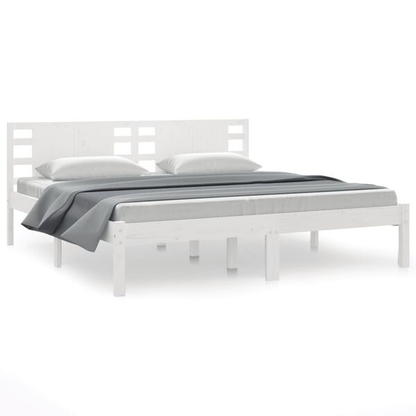 vidaXL Cama sem colchão 200x200 cm madeira de pinho maciça branco
