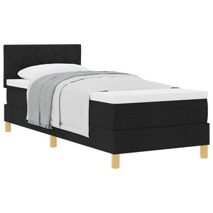 vidaXL Cama Box com colch&atilde;o com cabeceira Preto 80 x 200 cm tecido