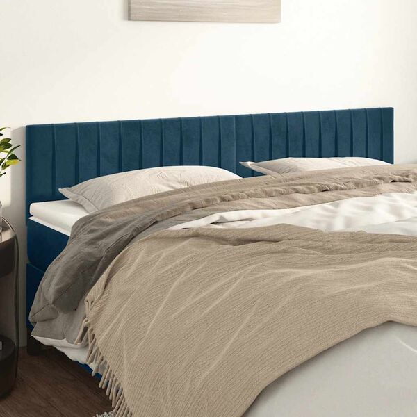 vidaXL Cabeceiras azul-escuro 180x5x78/88 cm veludo
