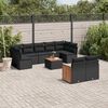 vidaXL 10 pcs conjunto sof&aacute;s de jardim c/ almofad&otilde;es vime PE preto