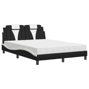 vidaXL Cama Viana com colch&atilde;o 140x190 cm couro artificial preto