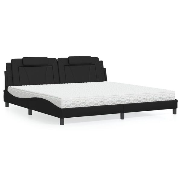 vidaXL Cama Viana com colch&atilde;o 200x200 cm couro artificial preto