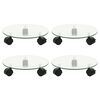 vidaXL Bases com rodas p/ vasos 4 pcs vidro temperado 28 cm redondo
