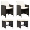 vidaXL 4 pcs conjunto de cadeiras e bancos de jardim vime PE preto