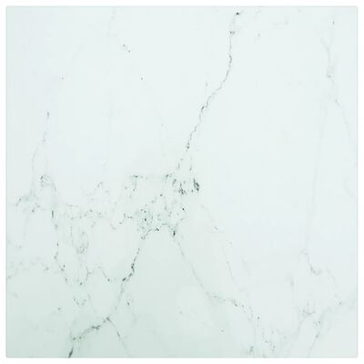 vidaXL Tampo mesa 40x40 cm 6 mm vidro temperado design mármore branco