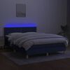 vidaXL Cama box spring c/ colch&atilde;o e LED 140x200 cm tecido azul