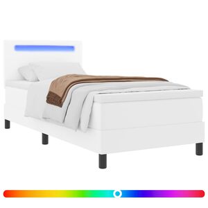 vidaXL Cama Box com colch&atilde;o Branco 100 x 200 cm Couro sint&eacute;tico