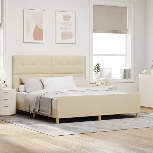 vidaXL Estrutura da Cama com cabeceira Creme 180 x 200 cm tecido