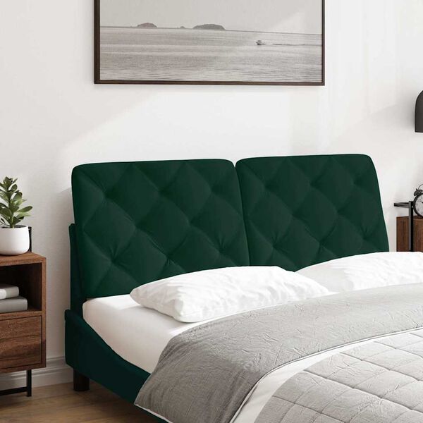 vidaXL Almofad&atilde;o de cabeceira 140 cm veludo verde-escuro