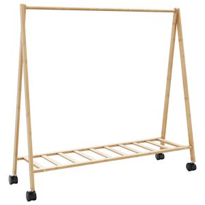 vidaXL Cabide com prateleiras e rodas 106x34x106,5 cm bambu