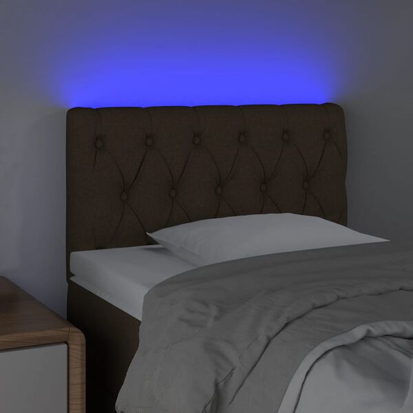 vidaXL Cabeceira de cama c/ luzes LED tecido 80x7x78/88 cm castanho