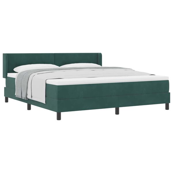 vidaXL Cama Box com colch&atilde;o Verde Escuro 200 x 180 cm Veludo