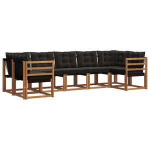 vidaXL Conjunto de Sof&aacute;s para Exterior 7 unid. Natural e Preto