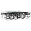 vidaXL 13 pcs conjunto de jantar p/jardim com almofad&otilde;es vime PE preto