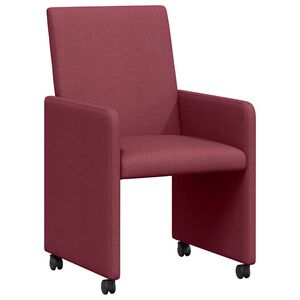 vidaXL Cadeiras de Jantar com Rodas 2 unid. tecido vermelho tinto