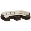vidaXL 8 pcs conjunto sof&aacute;s de jardim c/ almofad&otilde;es vime PE castanho