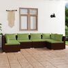 vidaXL 6 pcs conjunto lounge de jardim c/ almofad&otilde;es vime PE castanho