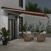 vidaXL Toldo retrátil manual com luzes LED 600x350 cm castanho