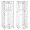 vidaXL Postes/cestos gabi&atilde;o 2 pcs 50x50x140 cm ferro