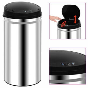 vidaXL Caixote do lixo com sensor autom&aacute;tico 50 L a&ccedil;o inoxid&aacute;vel