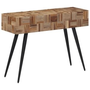 vidaXL Mesa consola 110x34x80 cm madeira de teca recuperada maci&ccedil;a