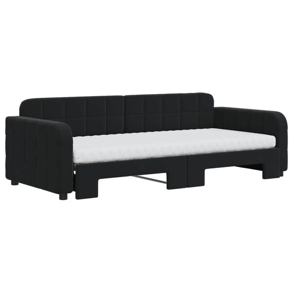 vidaXL Sof&aacute;-cama com gavet&atilde;o e colch&otilde;es 90x200 cm veludo preto