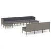 vidaXL 10 pcs conjunto lounge de jardim c/ almofad&otilde;es vime PE cinzento