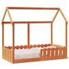 vidaXL Cama infantil formato casa 80x160 cm pinho maci&ccedil;o castanho-mel