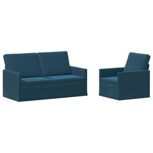 vidaXL Conjunto de Sof&aacute;s 2 pcs Azul Veludo (V)