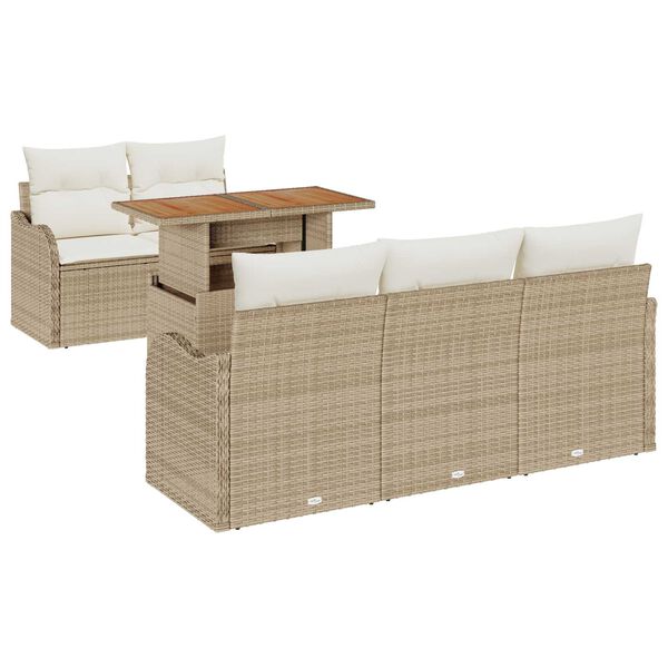 vidaXL Conjunto de Sof&aacute; de Jardim 6 pcs Bege Rattan Sint&eacute;tico