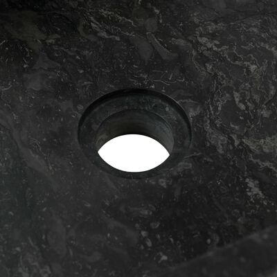 vidaXL Armário de casa de banho teca maciça + lavatórios mármore preto