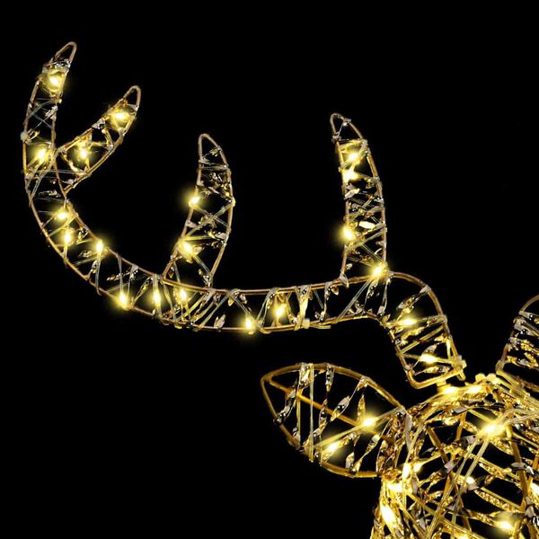 vidaXL Trenó Puxado por Rena com 140 LEDs Branco quente 60 cm PET